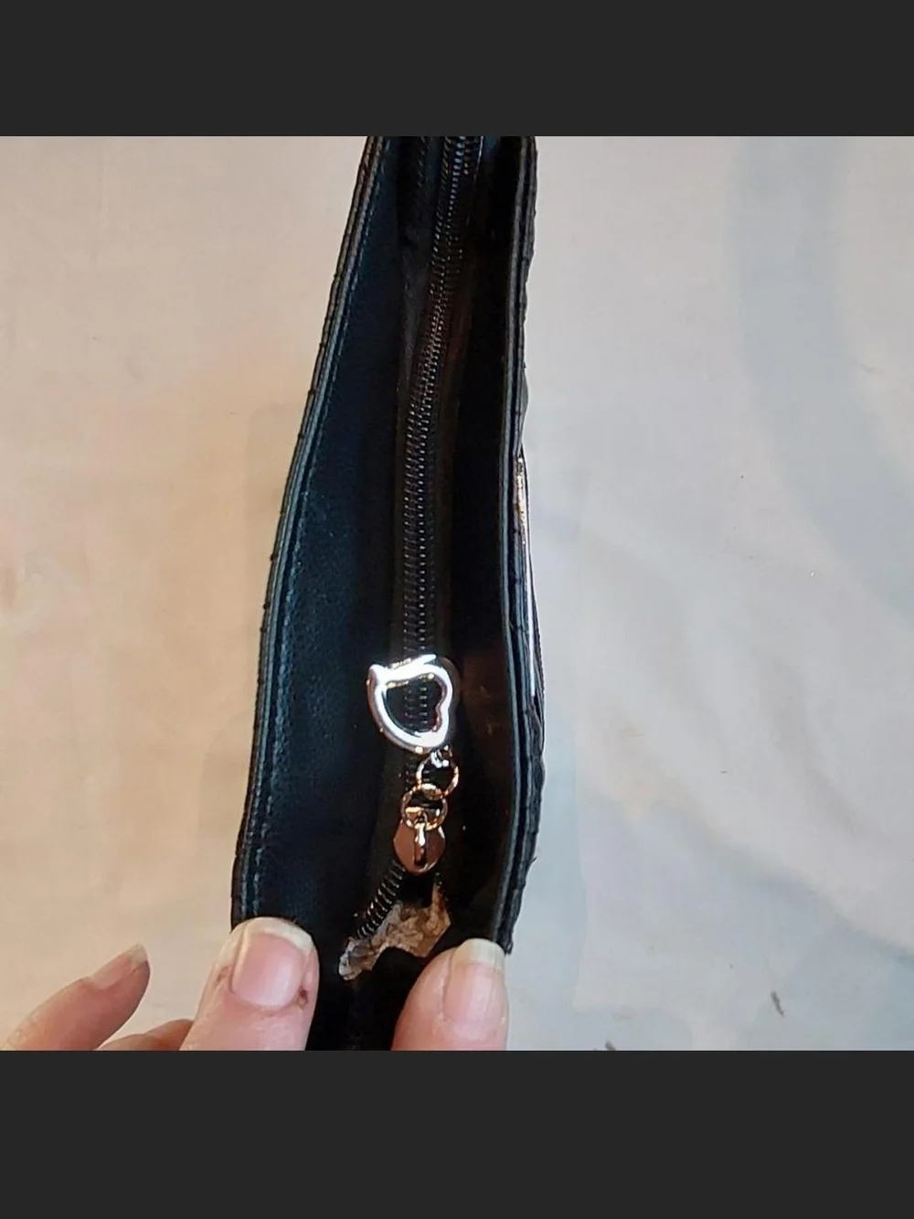 NWOT Bella Russo Black Quilted Crossbody Bag Heart Charm